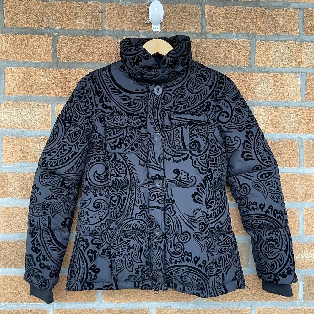 Desigual Medianoche Flocked Velvet Puffer Jacket small